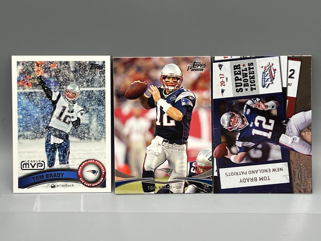 Lot of (3) Assorted Tom Brady Football Cards - Varying Conditions (1 of 2)