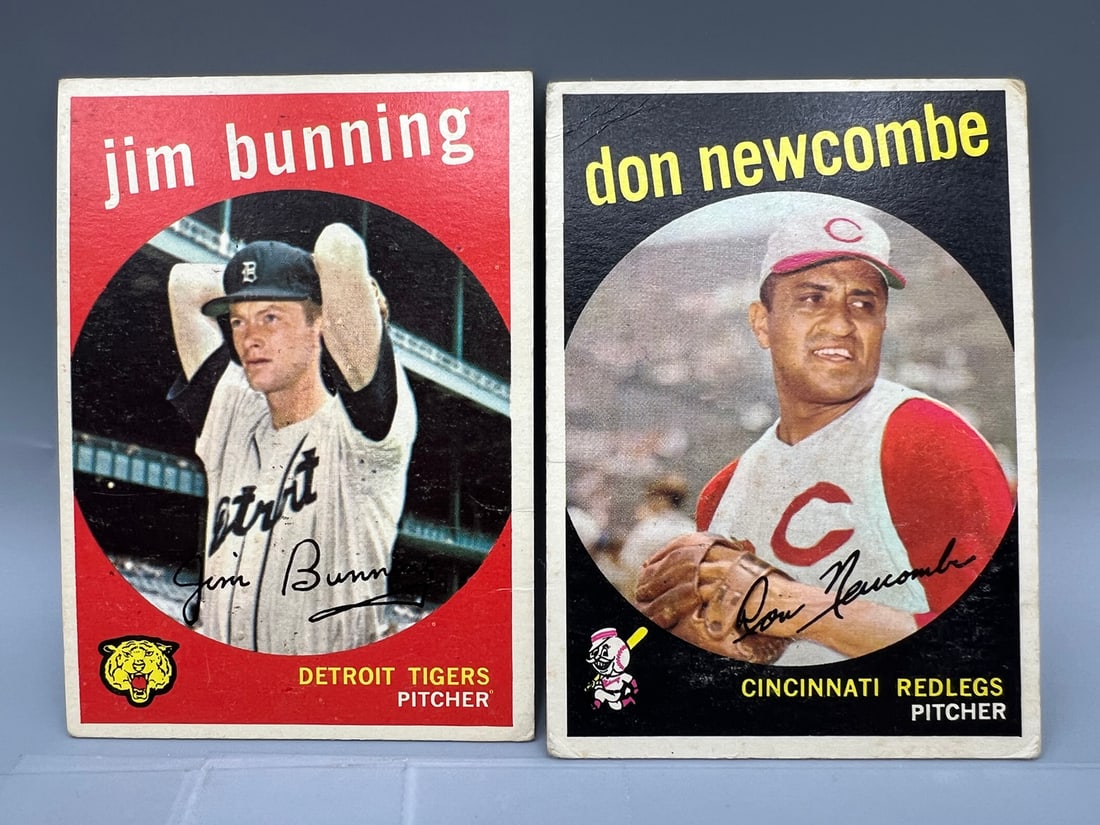 1959 Topps Jim Bunning #149 & Don Newcombe #312 (1 of 2)