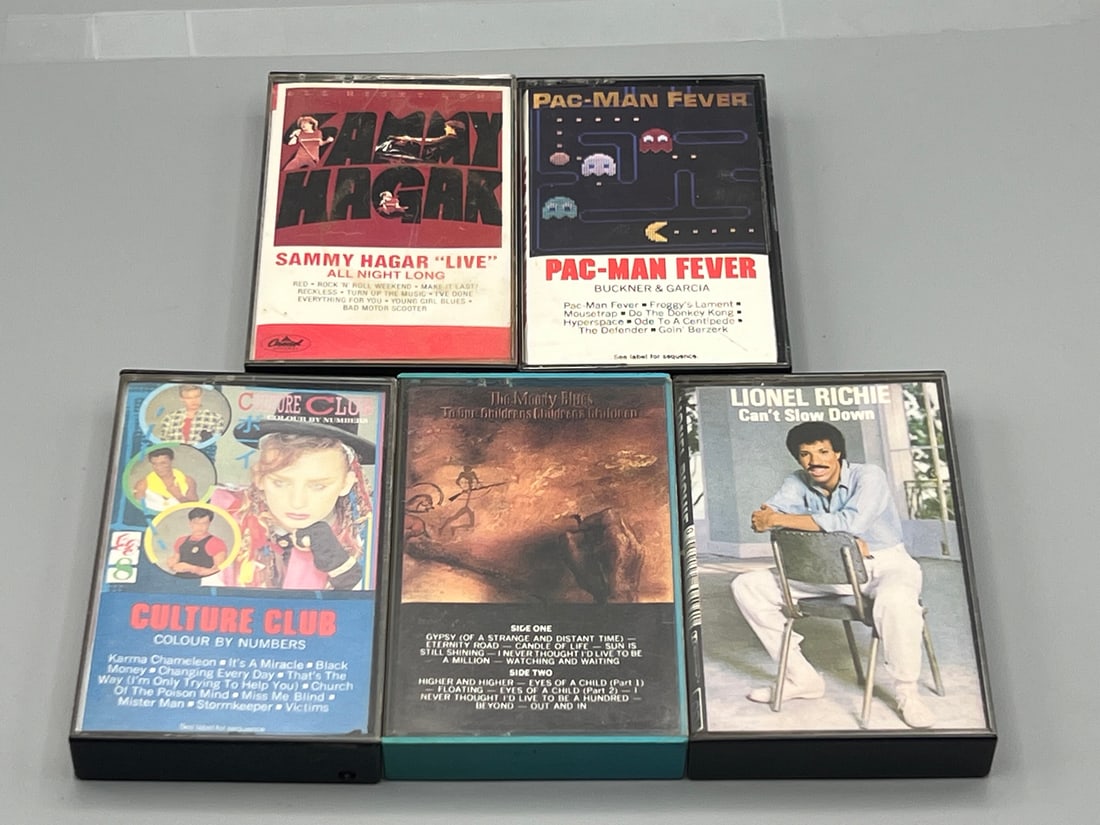 Lot of (5) Assorted Cassette Tapes - Culture Club, Pac Man Fever, Sammy Hagar, Moody Blues, Lionel: Lot of (5) Assorted Cassette Tapes - Culture Club, Pac Man Fever, Sammy Hagar, Moody Blues, Lionel Richie