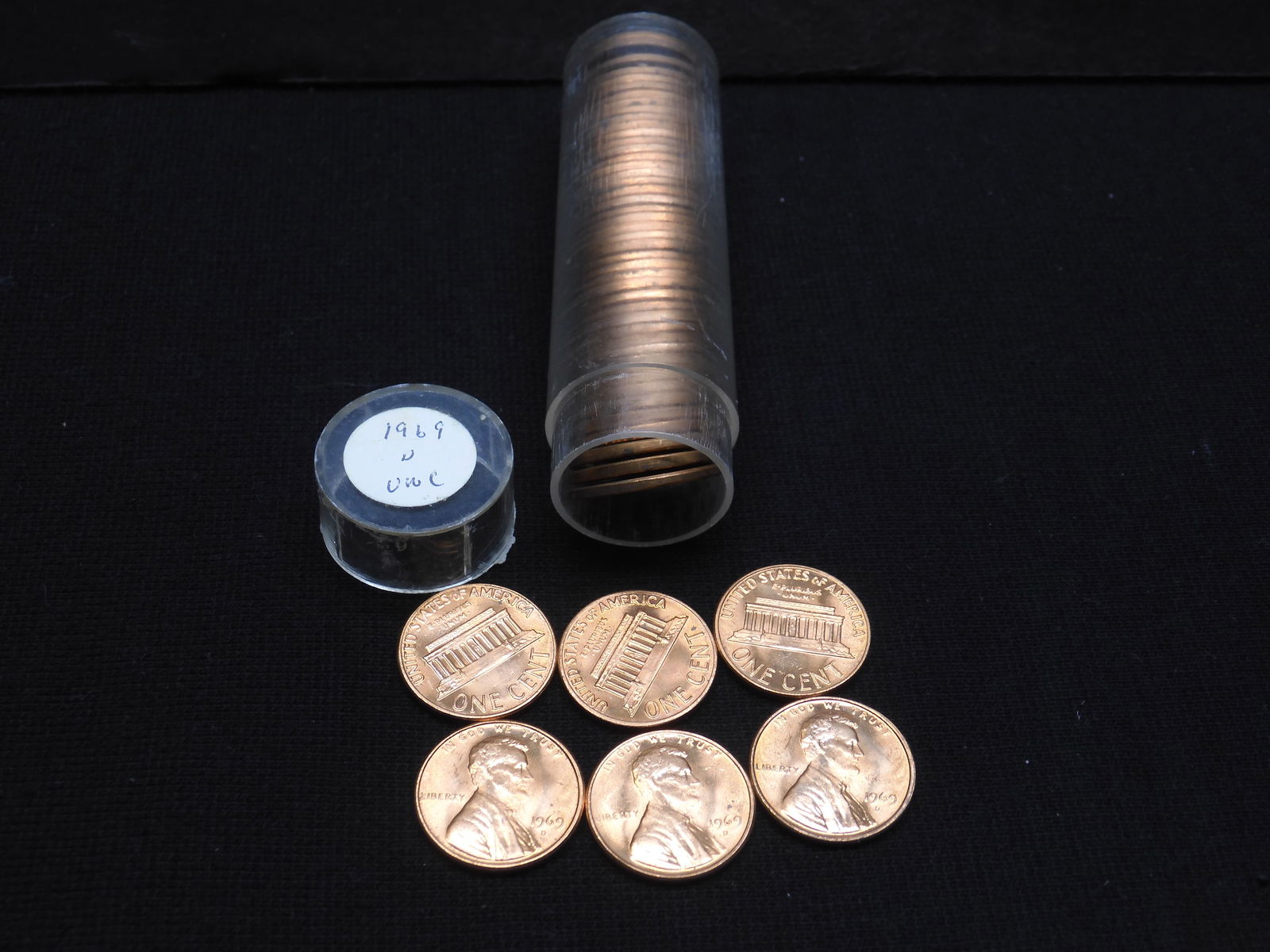 Roll of 1969-D Lincoln Cents - BU (1 of 3)