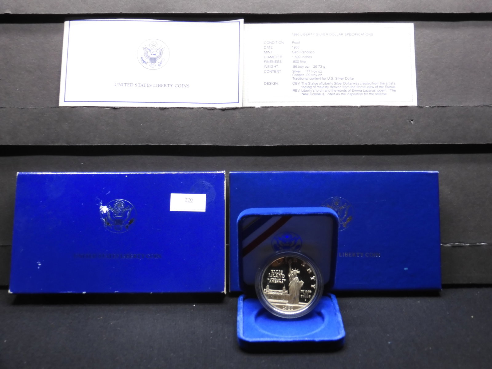 1986-S Statue of Liberty Proof Silver Dollar - OGP: 1986-S Statue of Liberty Proof Silver Dollar - OGP