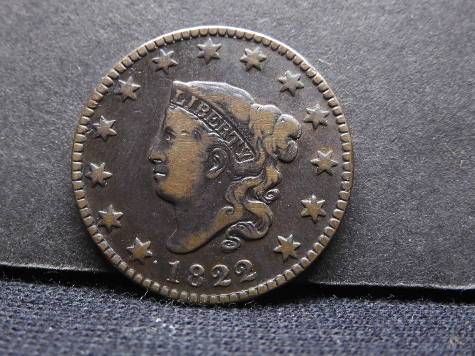 1822 Coronet Head Large Cent - F/VF (1 of 2)