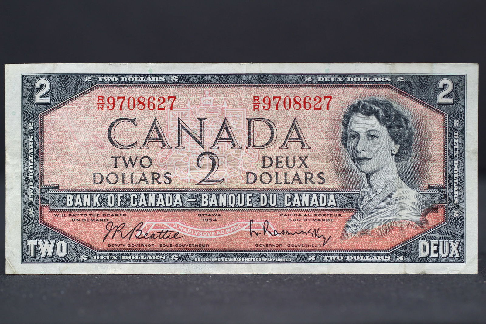 1954 Ottawa Canada $2 Note. Nice Cond. (1 of 3)