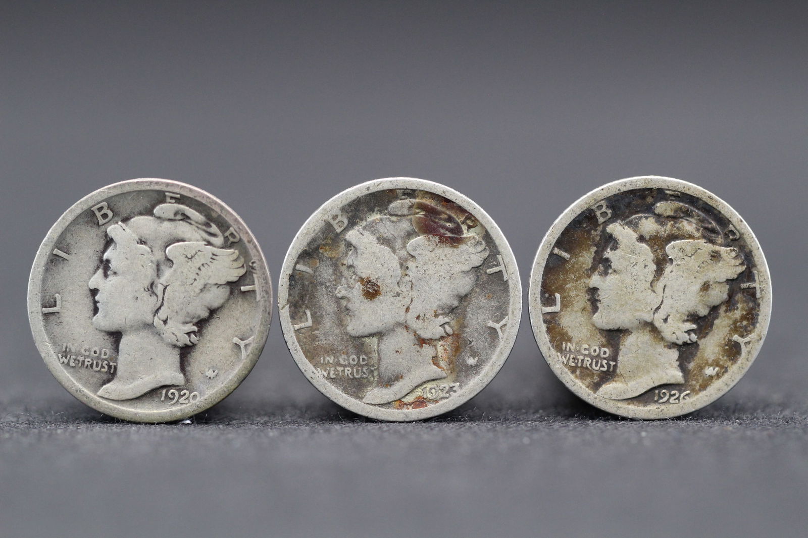 1920-D, 1923, 1926 Mercury Dimes (1 of 2)