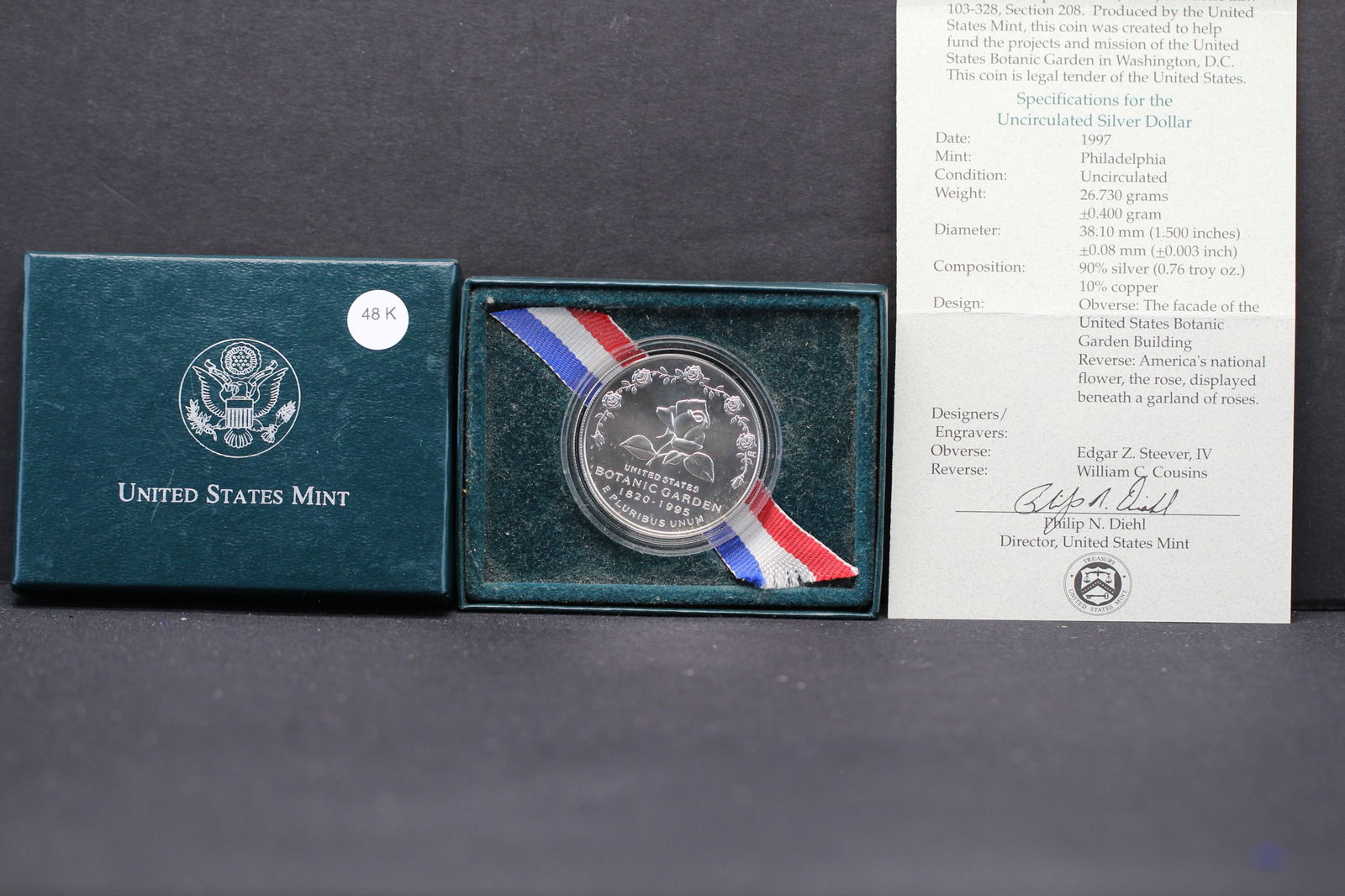 1997-P U.S. Botanic Garden Uncirculated Silver Dollar (1 of 4)