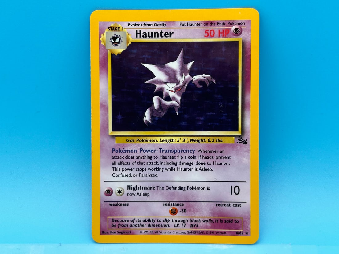 1999 Pokemon Fossil Haunter Foil #6/62: 1999 Pokemon Fossil Haunter Foil #6/62