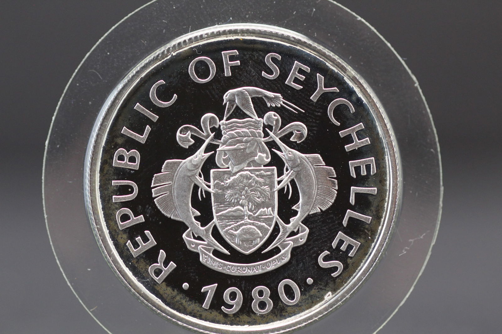 1980 Seychelles .925 silver 50 Rupees. Year of the Child. GEM Proof. Mintage 10,000. (1 of 2)