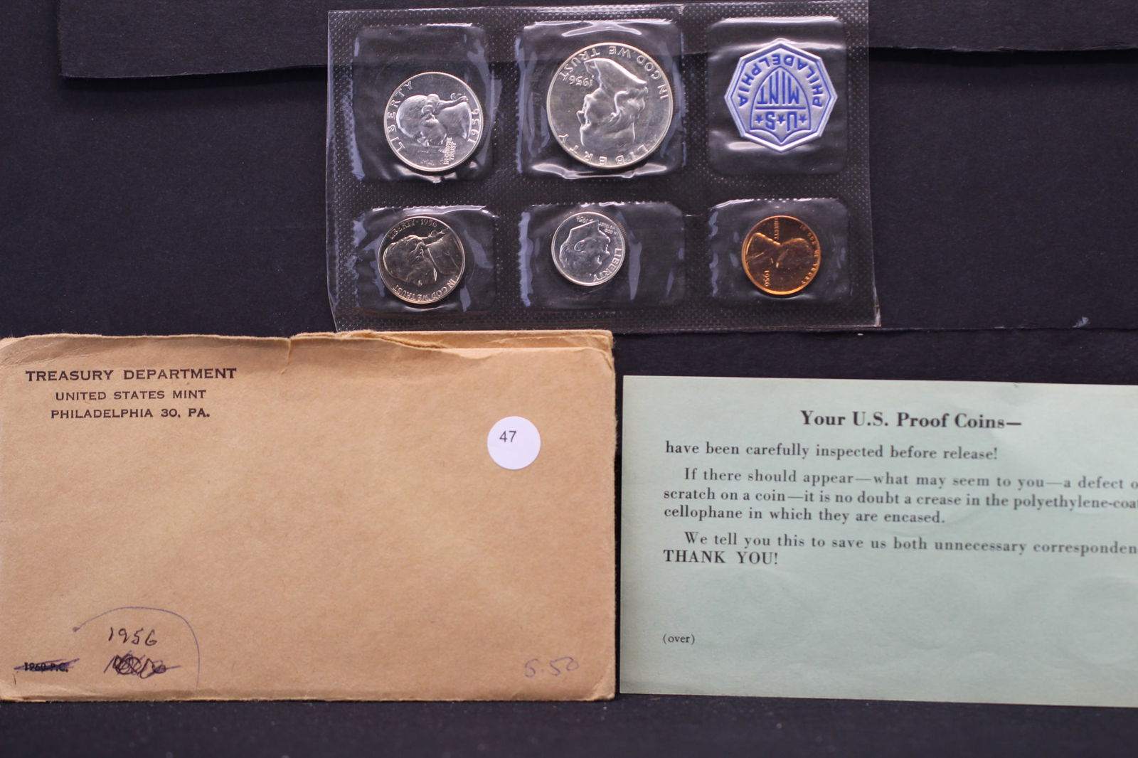 1956 US Proof Set. GEM Proof in government holder with envelope. (1 of 4)