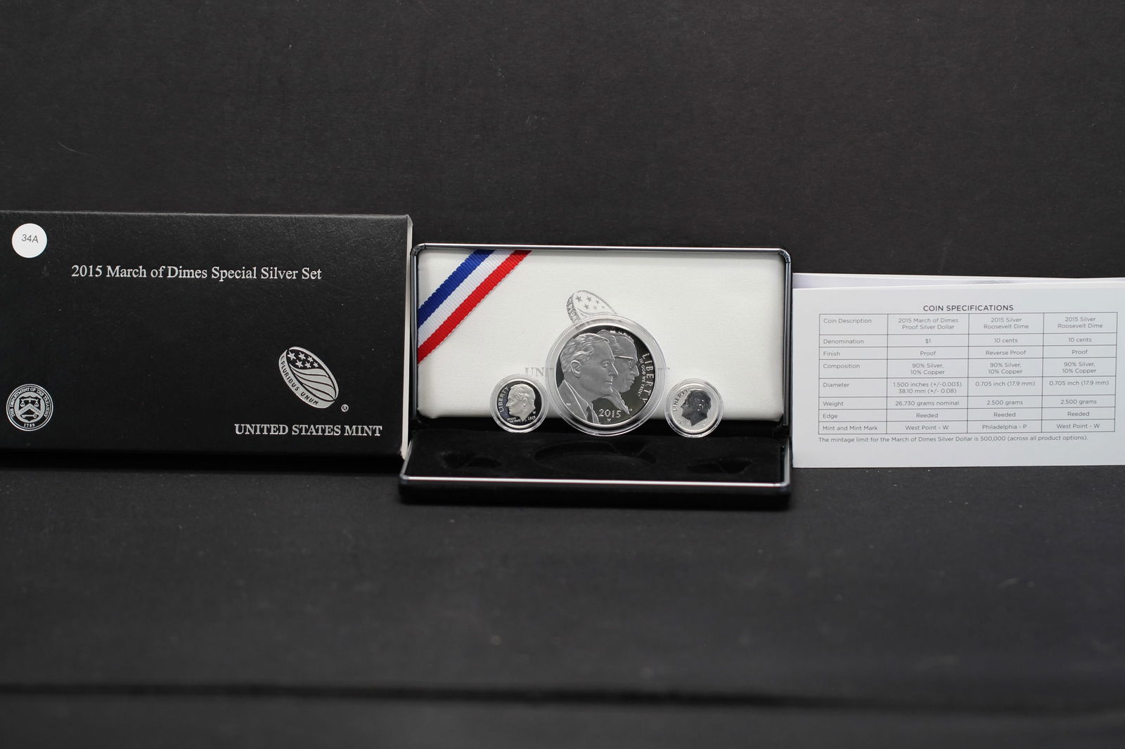2015 March of Dimes Special Silver Set- 2015-W Proof Silver Dollar + 2015-P Reverse Proof, 2015-W (1 of 4)