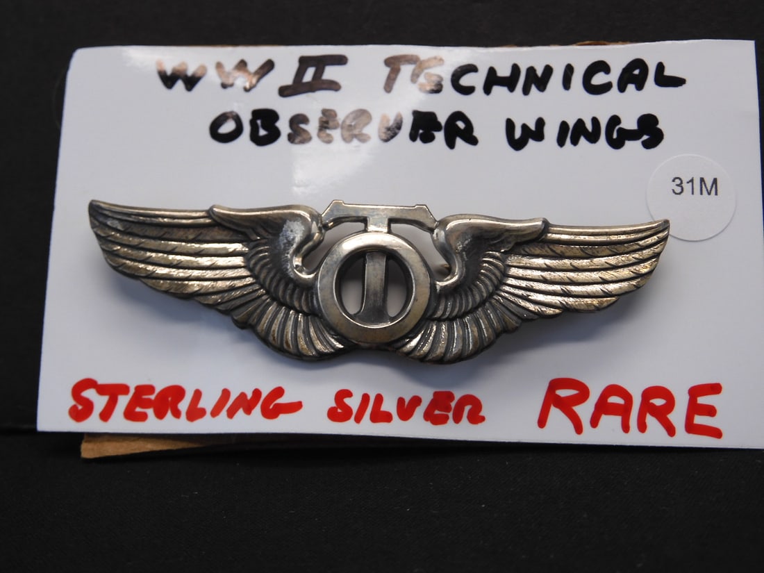 Rare Sterling Silver WWII Technical Observer Wings (1 of 4)