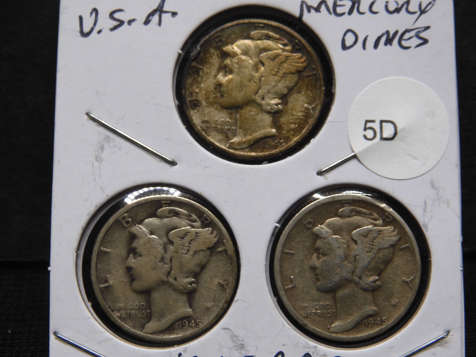 1945 P,D,S Silver Mercury Dimes - WWII Era! - Complete Year Set! (1 of 3)