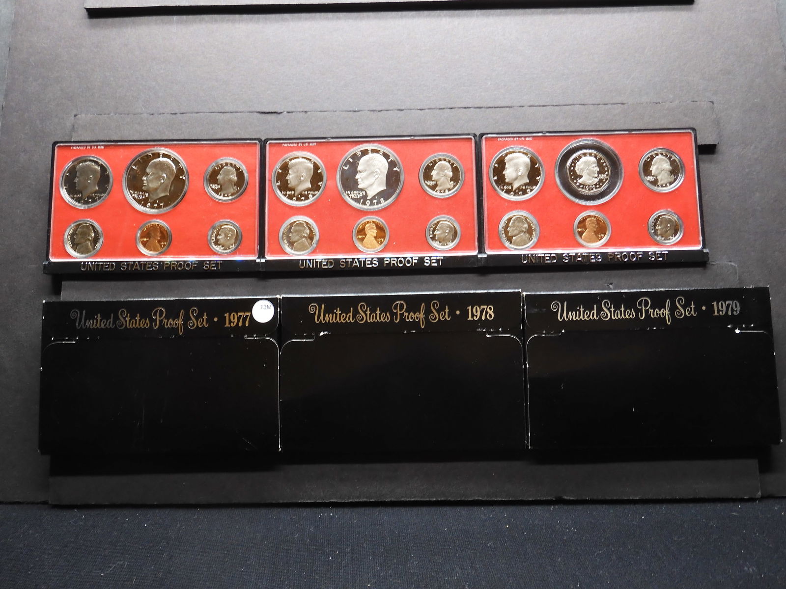 1977-S 1978-S 1979-S United States Proof Sets With Original Gov't Packaging. 18 Coins.: 1977-S 1978-S 1979-S United States Proof Sets With Original Gov't Packaging. 18 Coins.