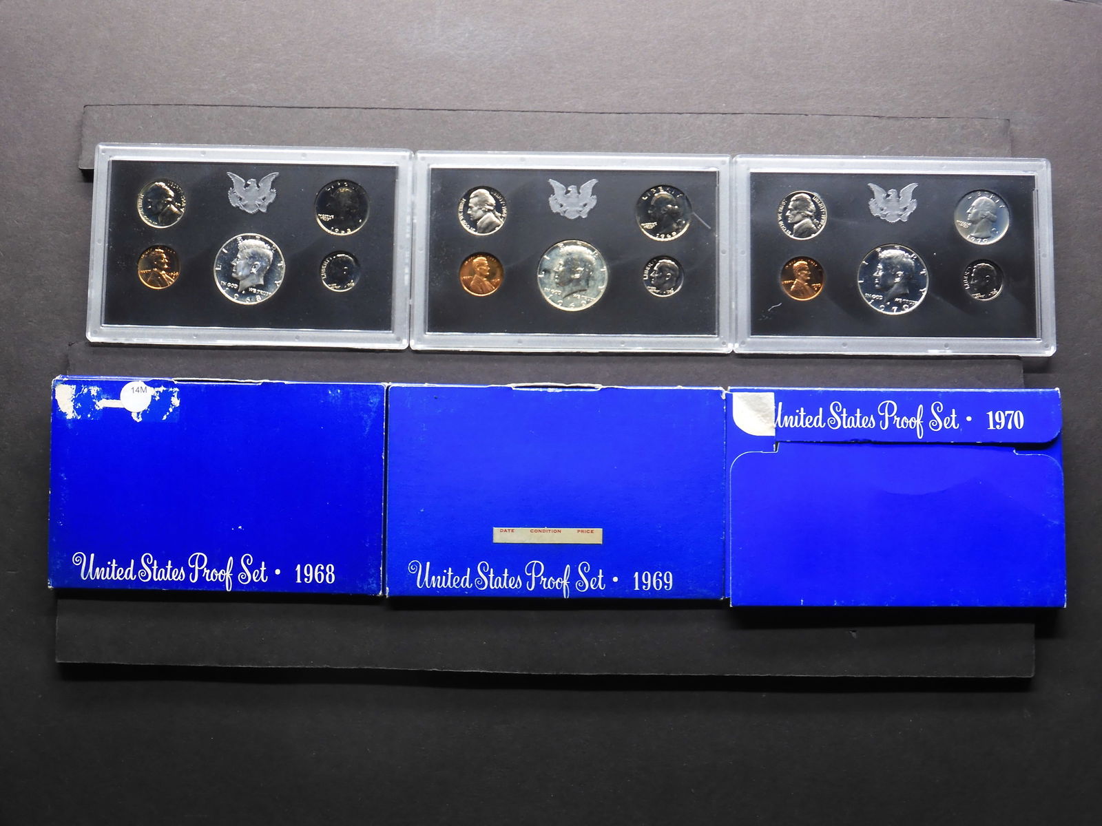 1968-S 1969-S 1970-S United States 5-Coin Proof Sets With Original Gov't Packaging. Includes The: 1968-S 1969-S 1970-S United States 5-Coin Proof Sets With Original Gov't Packaging. Includes The 40% Silver Proof Halves.