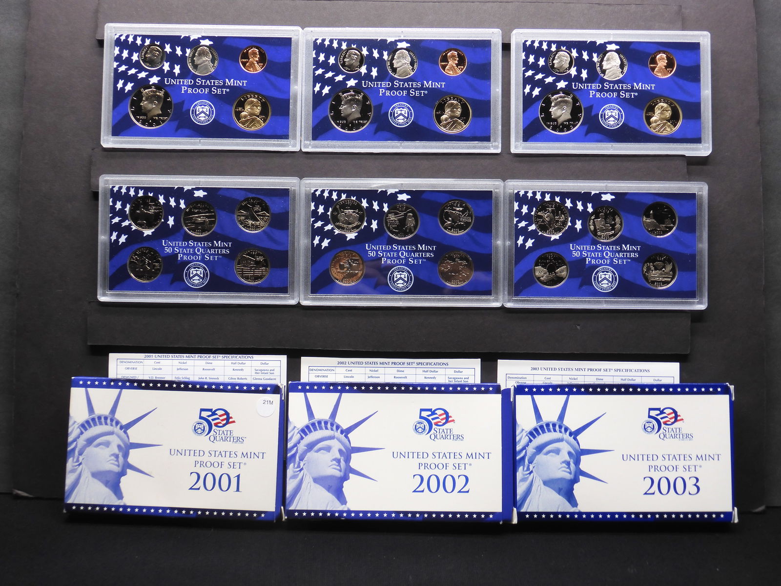 2001-S 2002-S 2003-S United States Proof Sets With OGP & COA's.  19 Coins. (1 of 15)