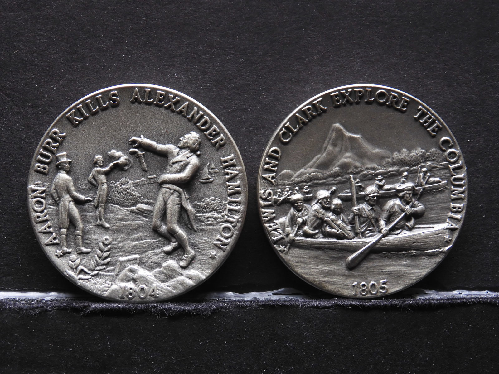 1804 & 1805 History Of America Medallions. Burr-Hamilton Duel, Lewis & Clark.: 1804 & 1805 History Of America Medallions. Burr-Hamilton Duel, Lewis & Clark.