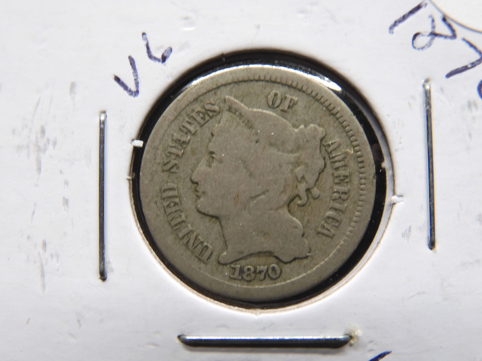 1870 Three Cent Piece - Better Date! - Nice Starter! (1 of 3)