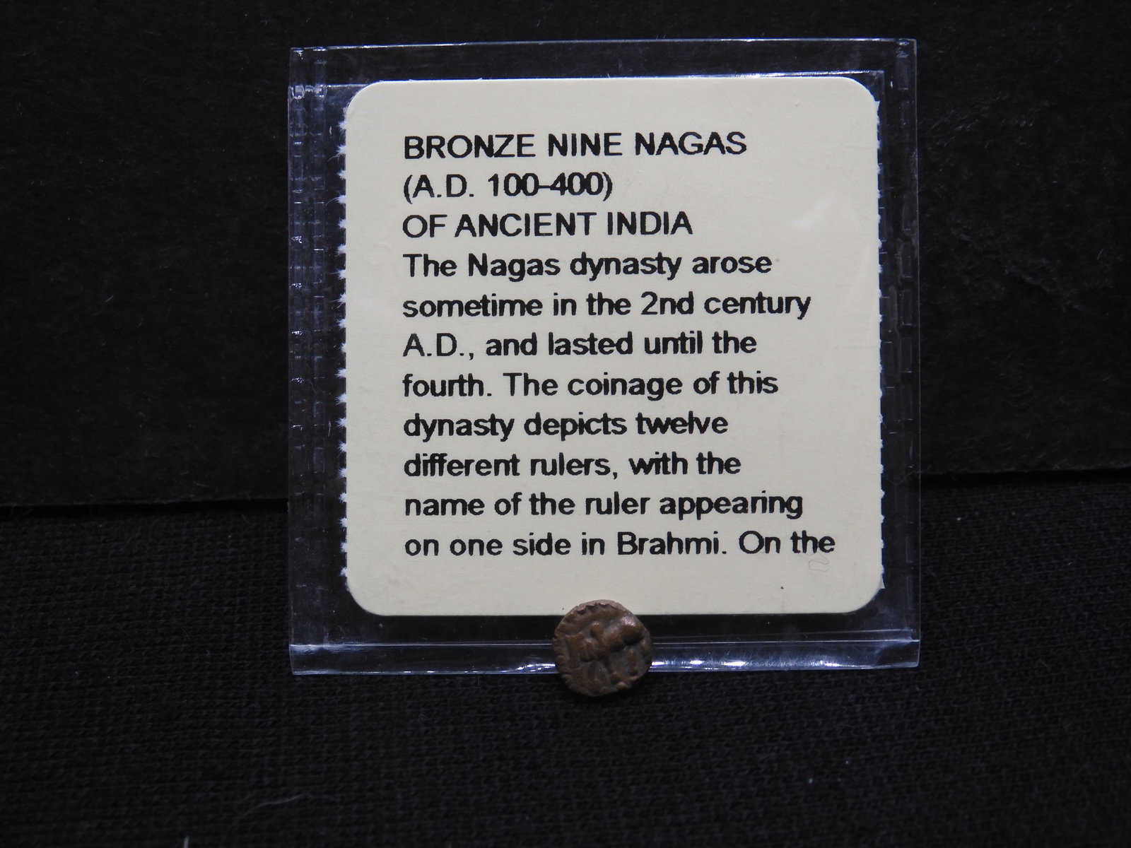 100-400 A.D. Ancient India Bronze Nine Nagas Coin With COA.: 100-400 A.D. Ancient India Bronze Nine Nagas Coin With COA.