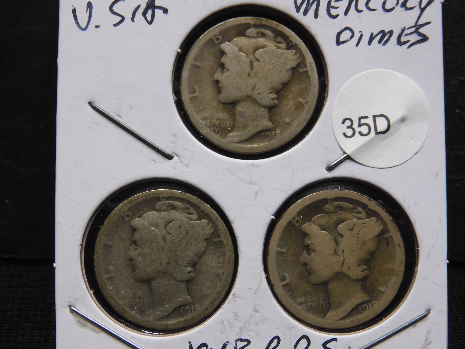 1918 P,D,S Silver Mercury Dimes - Better Early Dates! - Complete Year Set! (1 of 3)