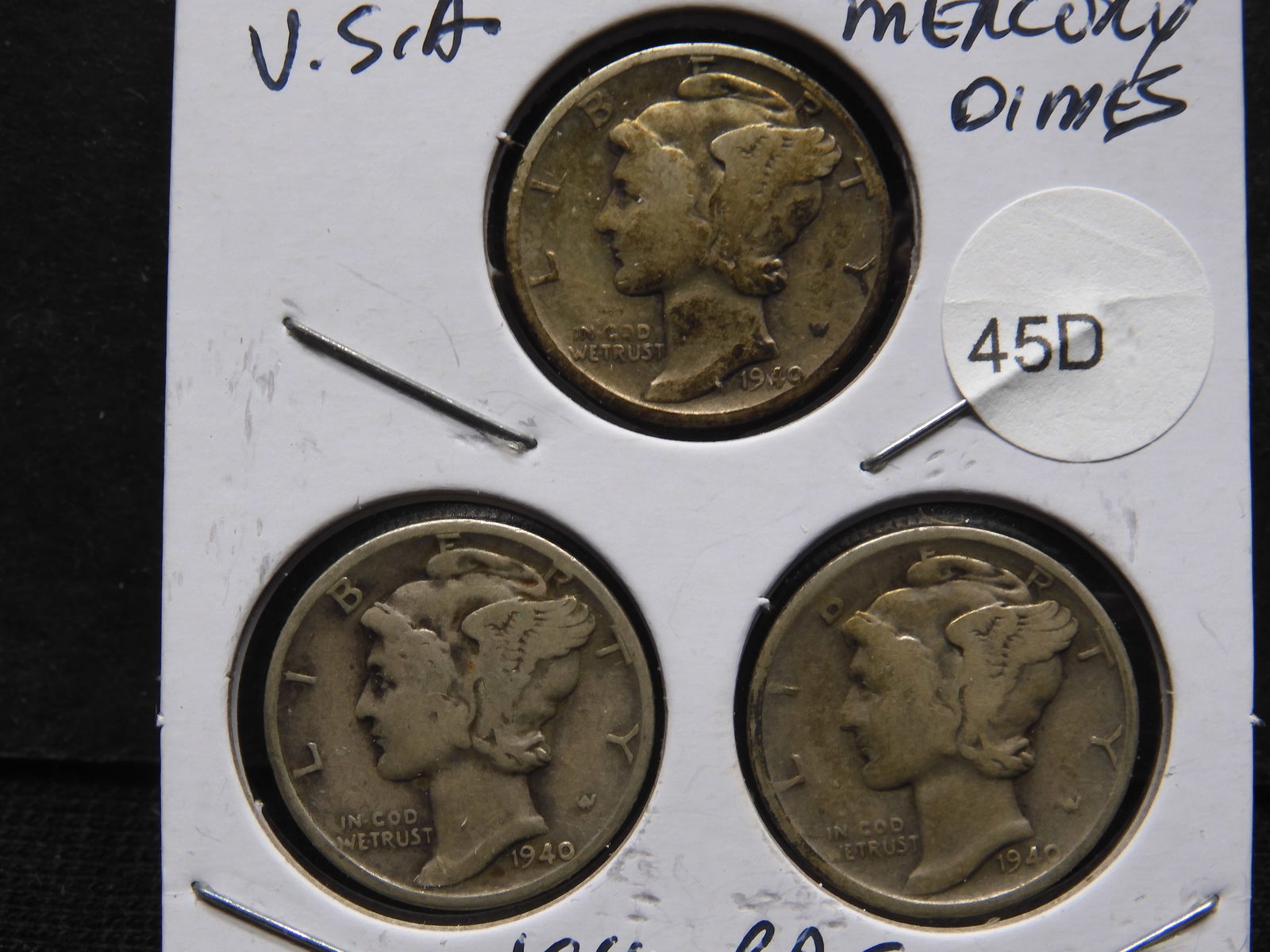 1940 P,D,S Silver Mercury Dimes - WWII Era! - Complete Year Set! (1 of 3)