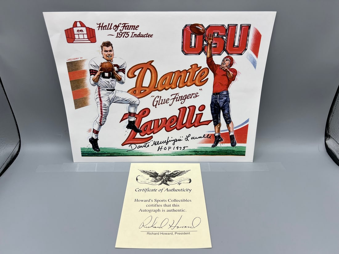 Vintage Cleveland Browns Dante Lavelli Football Signed Photo W/ HOF 1975 Inscription & COA (1 of 3)