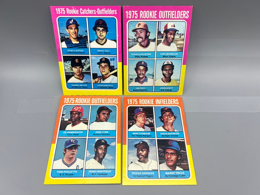 Lot of (4) 1975 Topps Baseball Star Player Rookie Cards - Varying Conditions - Gary Carter RC, Jim (1 of 2)