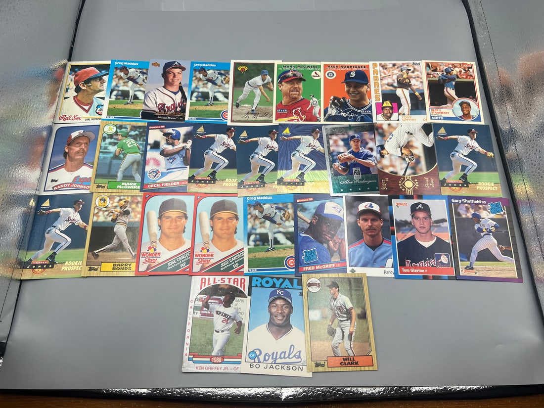 Lot of (25) Assorted Baseball Star Player Cards W/ Rookies - Varying Conditions - Greg Maddux, Bo (1 of 4)