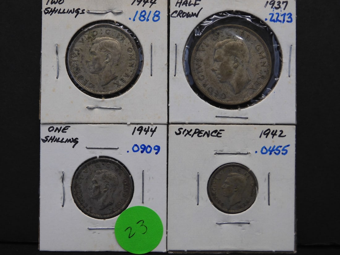 King George VI Silver Collection 6P, Shilling, Florin, 1/2 Crown: King George VI Silver Collection 6P, Shilling, Florin, 1/2 Crown