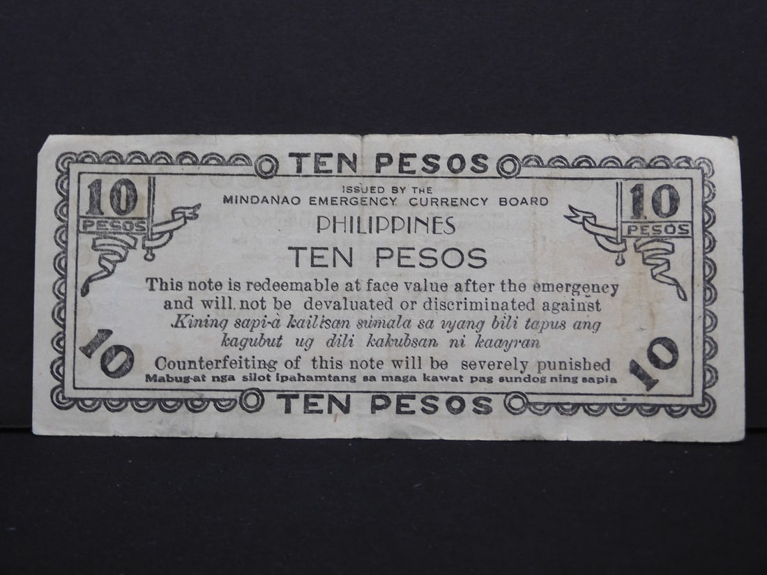 1944-B Philippines Emergency War Issue 10 Pesos Note. SCARCE (1 of 3)