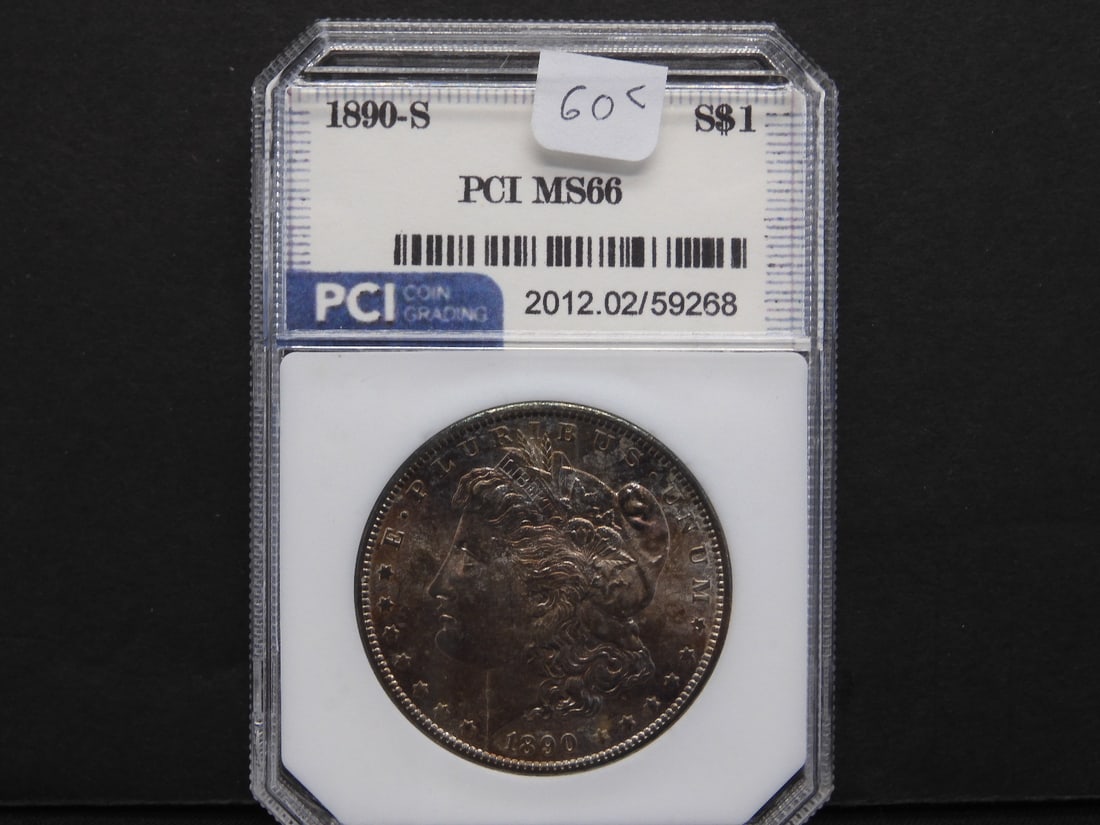 1890 S, Silver Morgan MS66, Great Details & Mirror, Graded by PCI, 134 Years Old!: 1890 S, Silver Morgan MS66, Great Details & Mirror, Graded by PCI, 134 Years Old!