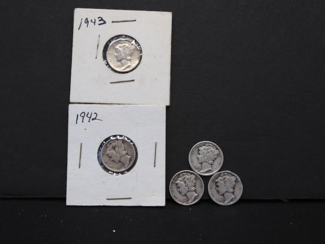1942-P+D, 1943-P+D, 1944 Mercury Dimes: 1942-P+D, 1943-P+D, 1944 Mercury Dimes