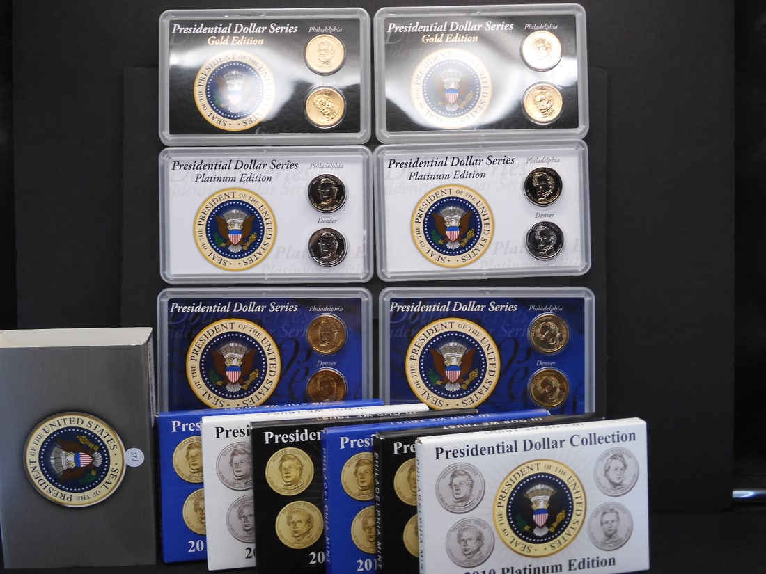 2010-P+D Fillmore + Pierce Dollars Platinum and Gold Uncirculated Sets: 2010-P+D Fillmore + Pierce Dollars Platinum and Gold Uncirculated Sets