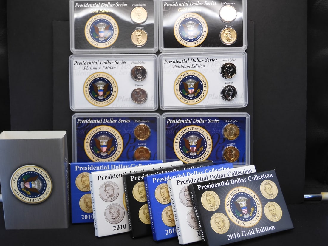 2010-P+D Buchanan + Lincoln Dollars Platinum and Gold Uncirculated Sets: 2010-P+D Buchanan + Lincoln Dollars Platinum and Gold Uncirculated Sets