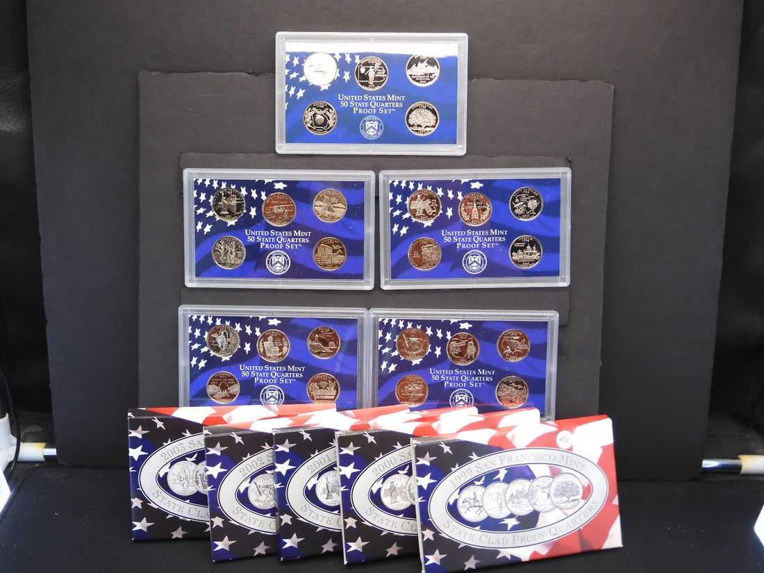 1999, 2000, 01, 02, 03 San Fran Mint State Quarter Sets- All S Mint Marks: 1999, 2000, 01, 02, 03 San Fran Mint State Quarter Sets- All S Mint Marks