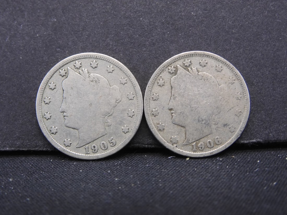 1905 + 1906 Liberty V Nickels: 1905 + 1906 Liberty V Nickels