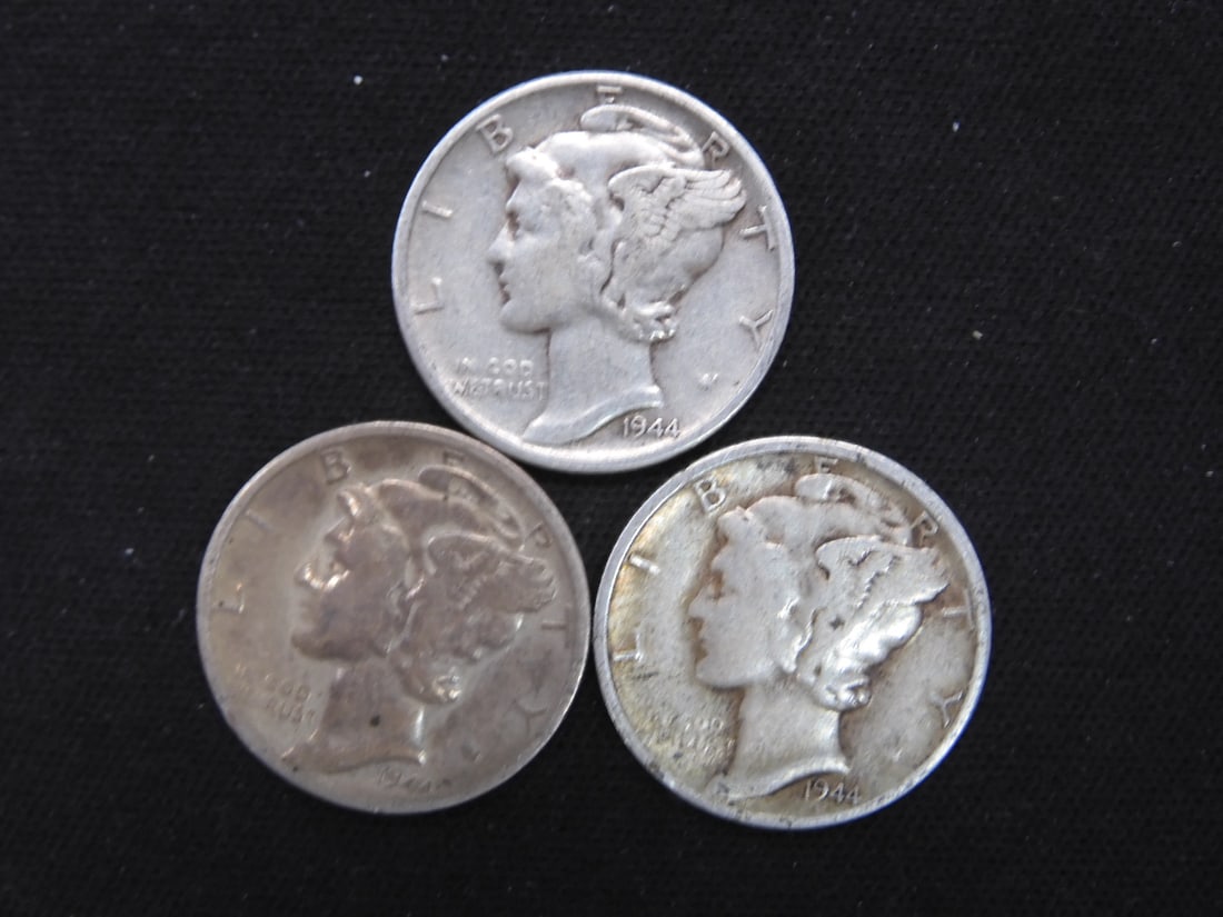 1944-P+D+S Mercury Dimes: 1944-P+D+S Mercury Dimes