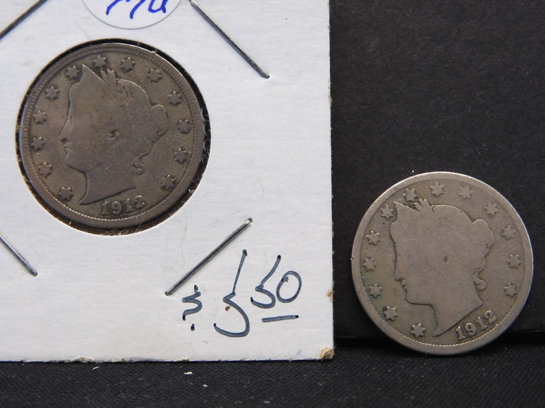 1912 + 1912-D Liberty V Nickels: 1912 + 1912-D Liberty V Nickels
