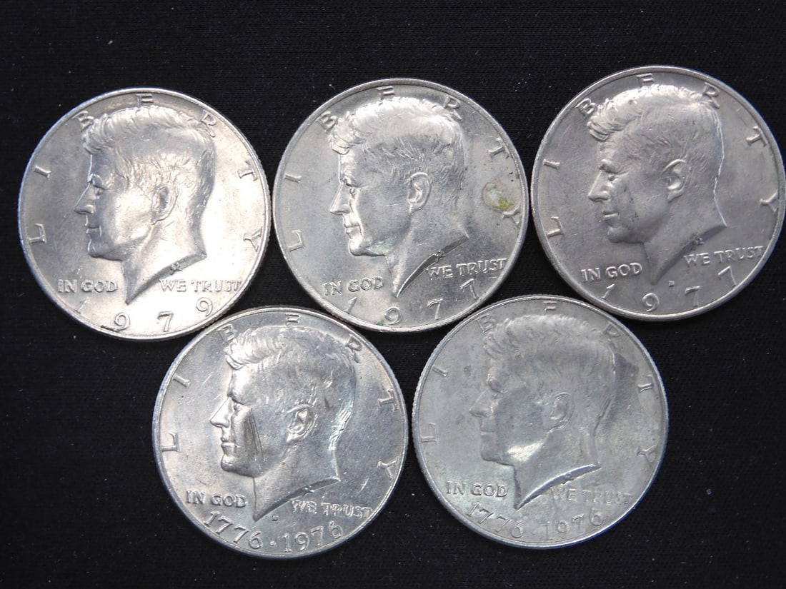 1976-P+D, 1977-P+D, 1979-P Clad Kennedy Half Dollars: 1976-P+D, 1977-P+D, 1979-P Clad Kennedy Half Dollars