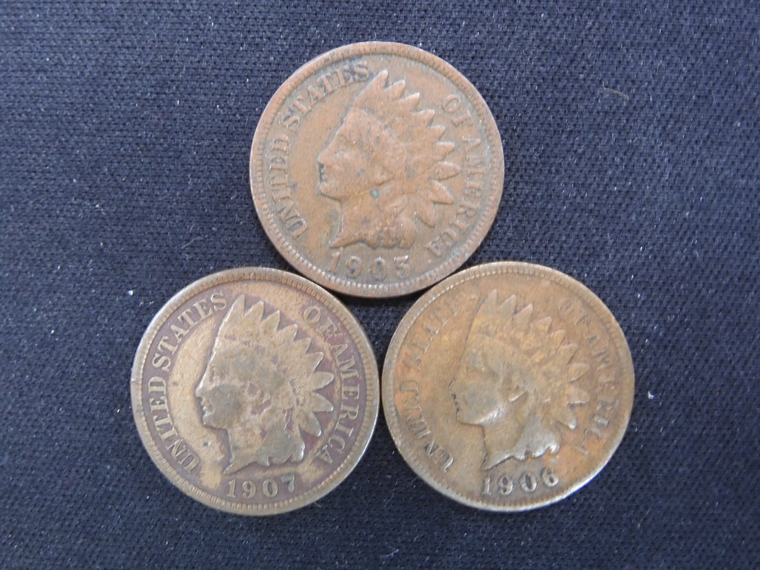 1905, 1906, 1907 Indian Head Cents (1 of 2)