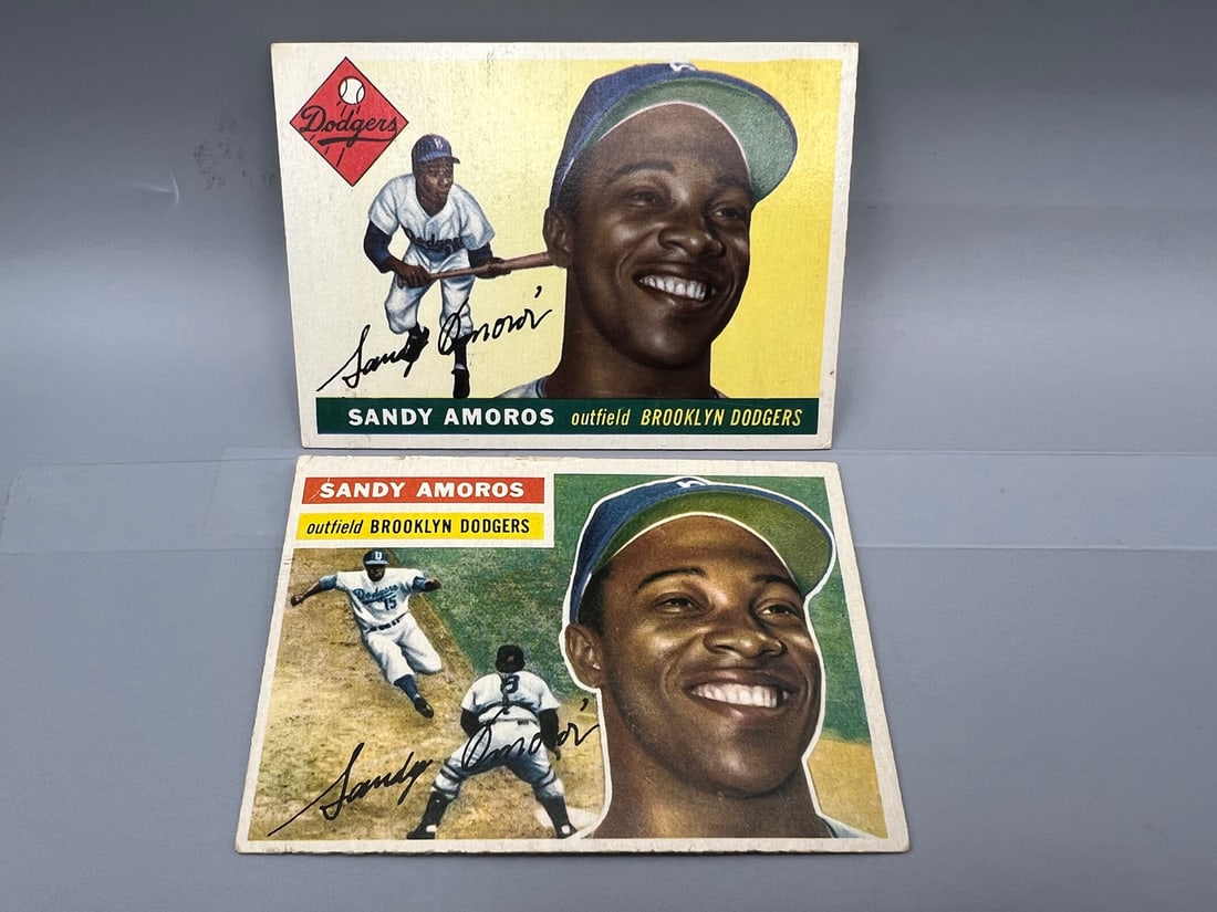 1955 Topps Sandy Amoros RC #75 & 1956 Topps Sandy Amoros #42 (1 of 2)