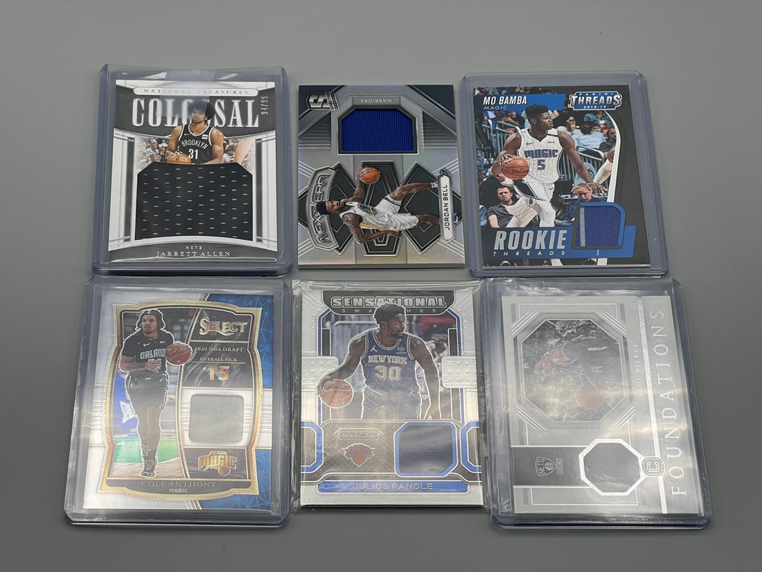 Lot of (6) Assorted Modern Basketball Jersey/Patch Cards - Varying Conditions - Julius Randle, Paul (1 of 2)