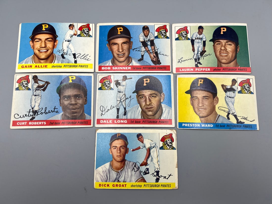 Lot of (7) 1955 Topps Pittsburgh Pirates Baseball Cards - Varying Conditions (1 of 2)