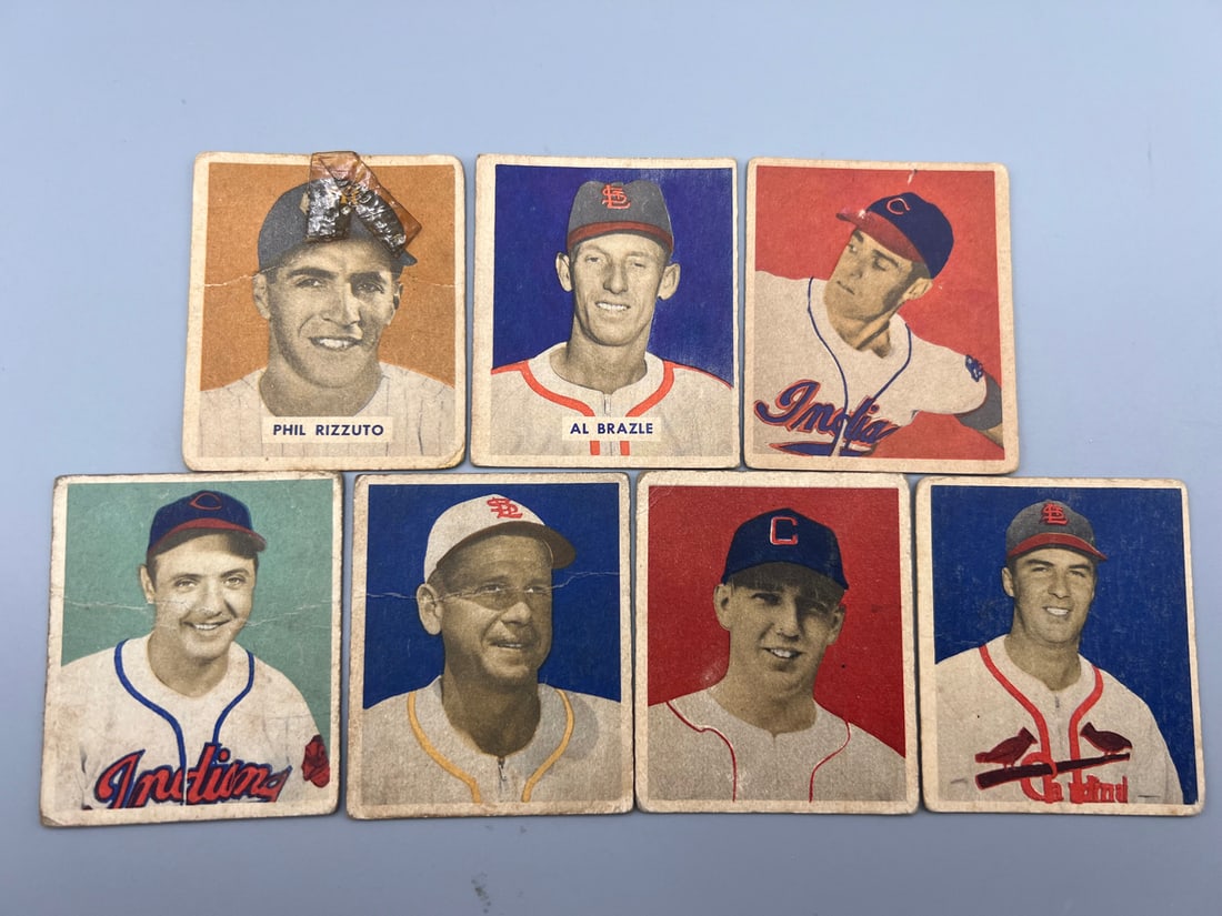 Lot of (7) 1949 Bowman Baseball Cards W/ Phil Rizzuto #98 - Varying Conditions (1 of 2)