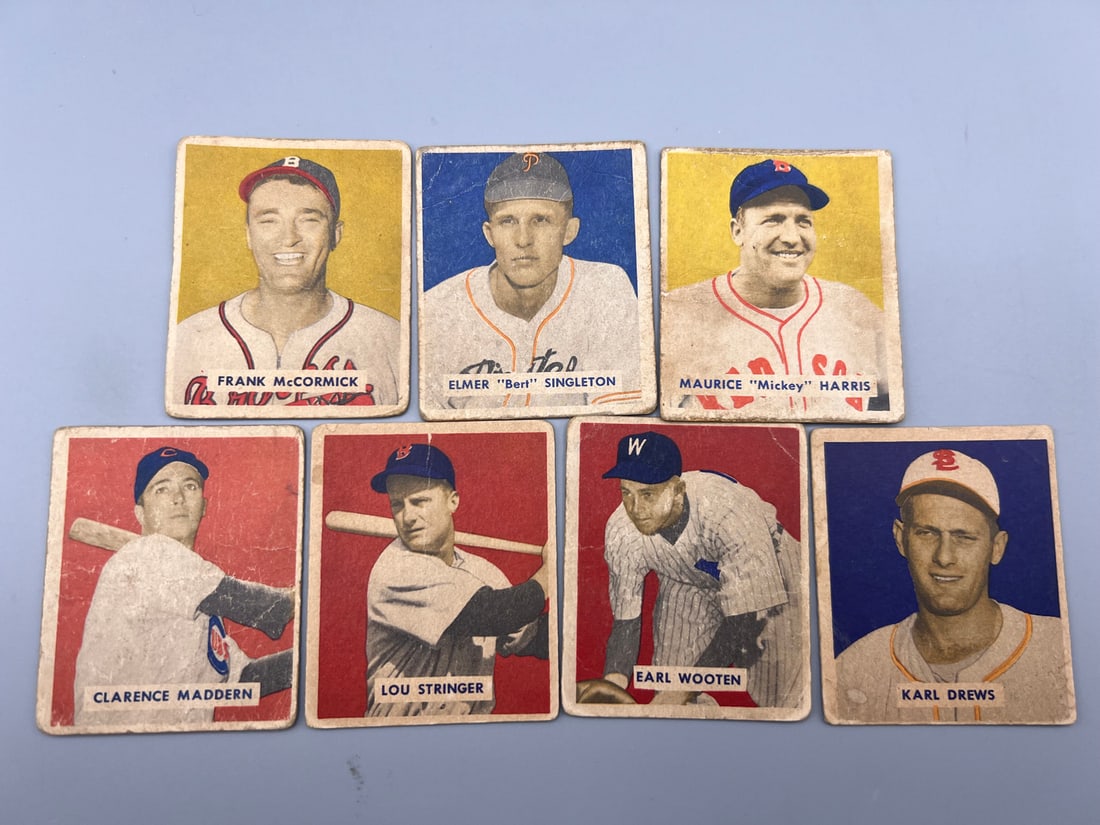 Lot of (7) 1949 Bowman Baseball High Number Cards - Varying Conditions (1 of 2)
