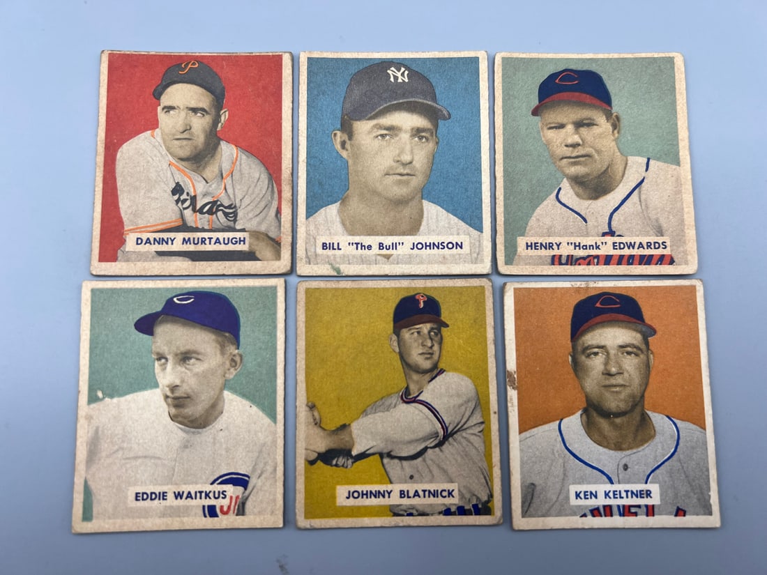 Lot of (6) 1949 Bowman Baseball Cards W/ Danny Murtaugh #124 - Varying Conditions (1 of 2)