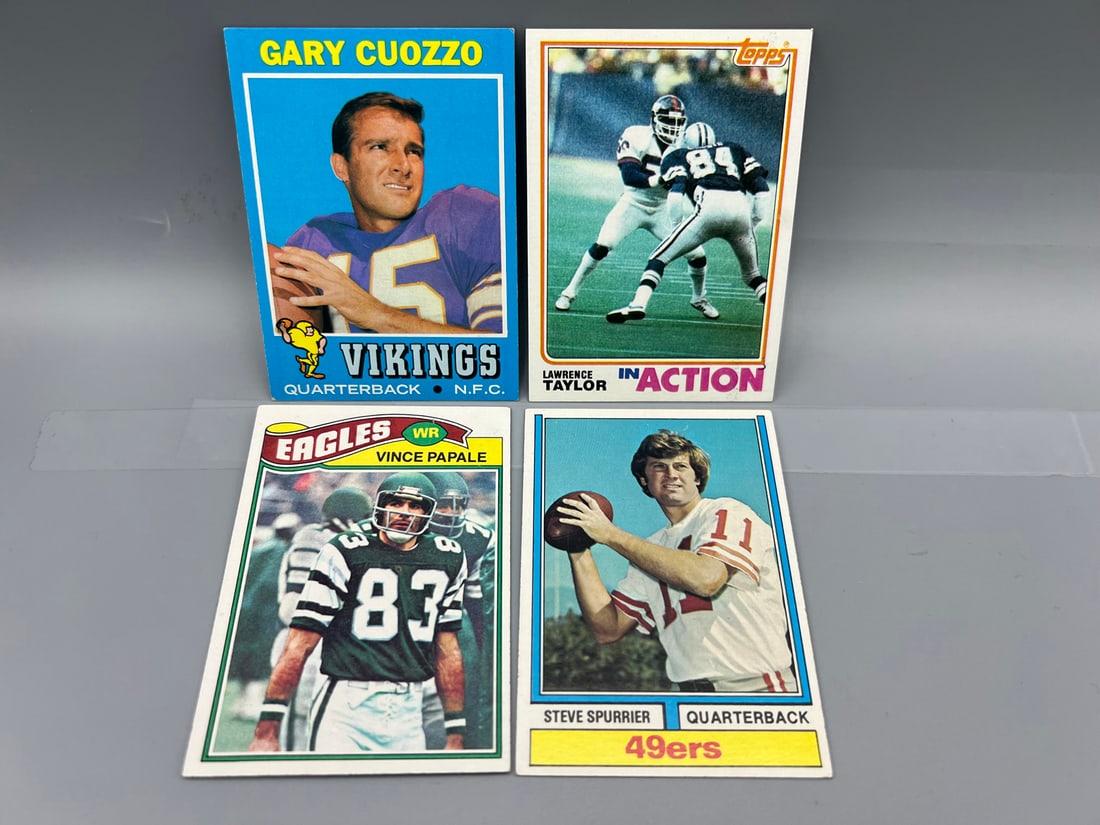 Lot of (4) Assorted Vintage Football Cards W/ Vince Papale RC & Lawrence Taylor IA RC - Varying (1 of 2)