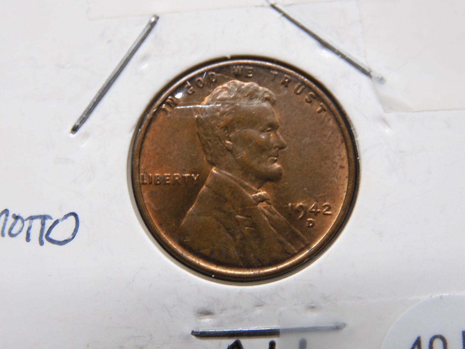 1942 D / DDO Lincoln Wheat Cent - AU Cond (1 of 3)