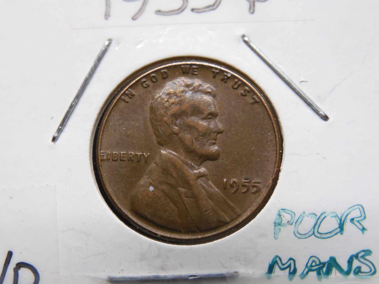 1955 P DDO / "Poor man's DDO" Lincoln Wheat VF Cond 5's are doubled: 1955 P DDO / "Poor man's DDO" Lincoln Wheat VF Cond 5's are doubled