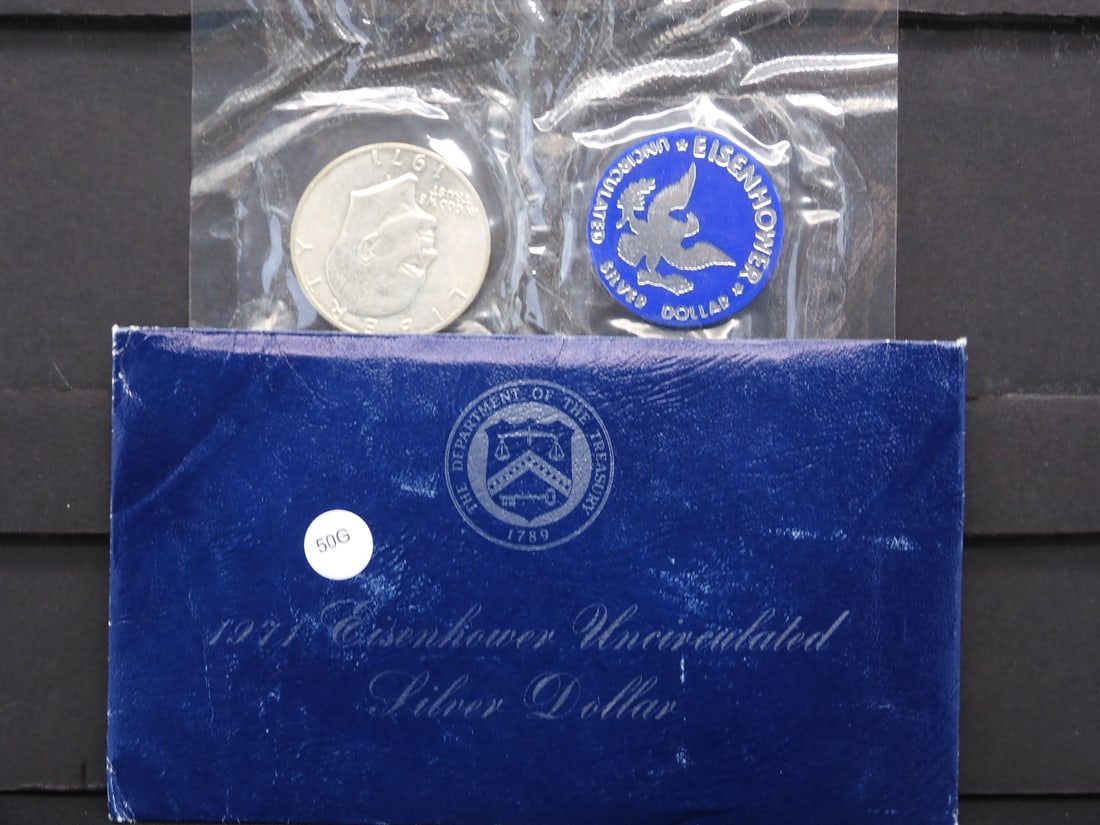 1971-S Silver Ike Dollar. CH BU. In Original Blue Pack (1 of 3)