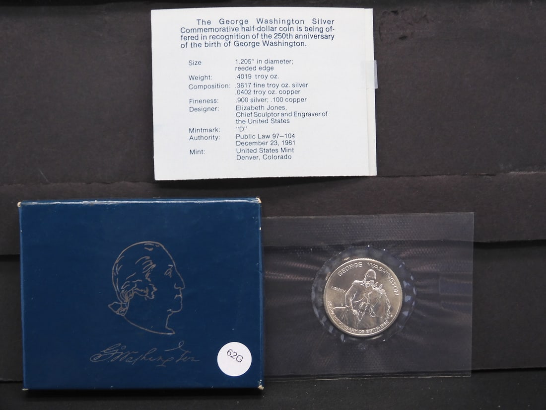 1982-D George Washington Commemorative 50c. 90% Silver. GEM BU. OGP (1 of 4)
