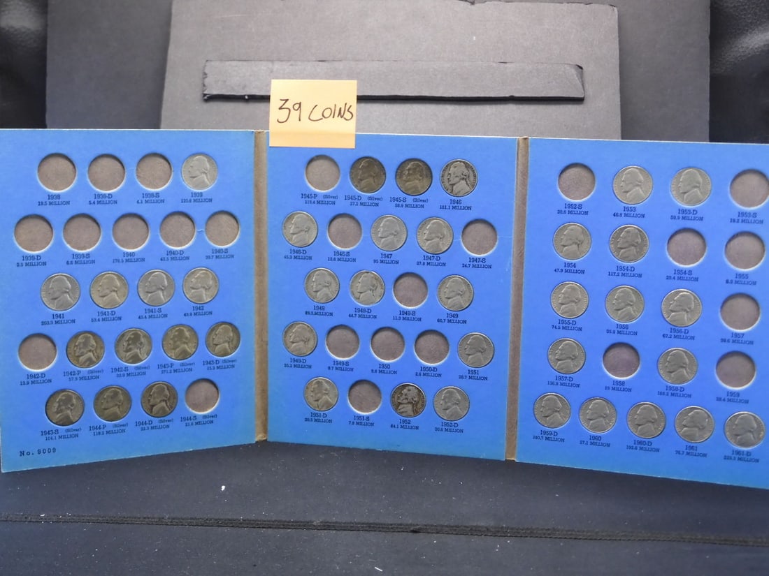 1938-1961 Jefferson Nickel Book Partially Complete- 39 Total Coins: 1938-1961 Jefferson Nickel Book Partially Complete- 39 Total Coins Condition YES WE SHIP ALL COINS. Pricing depends on destination, we will take the most cost effective option any where in the USA Plu